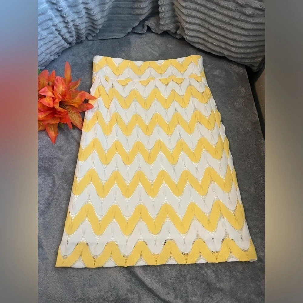 Antonio Melani Dillards Yellow White Pencil Skirt